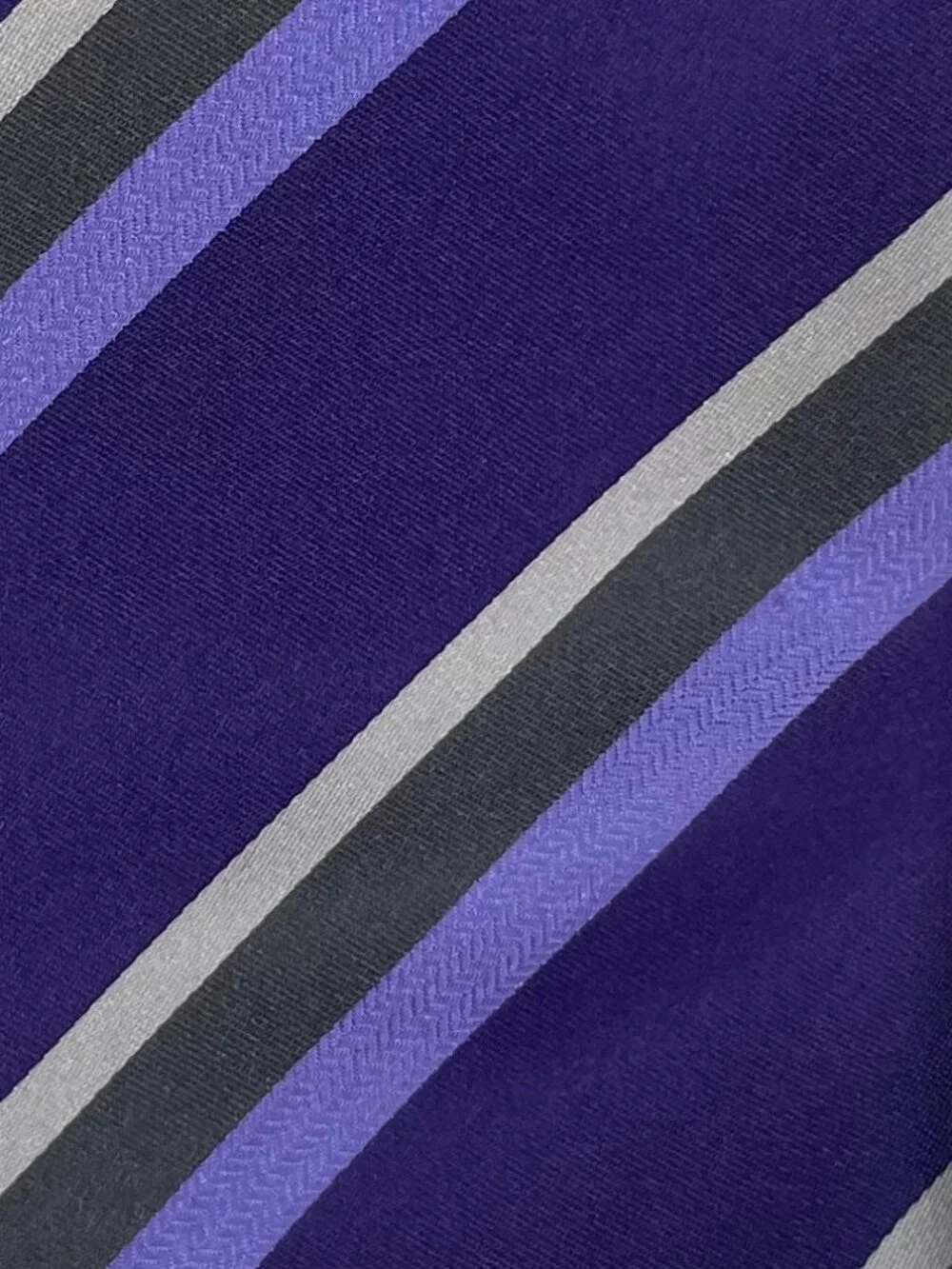 Banana Republic Dark Academia Striped Purple Gray Silk Tie